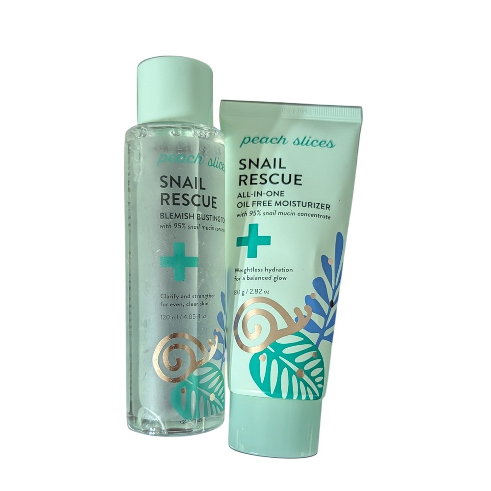Peach Slices Snail Rescue Toner and Oil Free Moisturizer Set 95% Snail Mucin